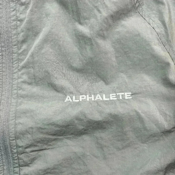 ALPHALETE Jacket Mens Large Light Gray Endure Full Zip Windbreaker Nylon Workout - Picture 5 of 7
